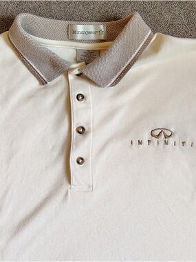 Vtg 90s Munsingerwear Embroidered Inifinti Logo Polo Mens XL Ivory Short Sleeve